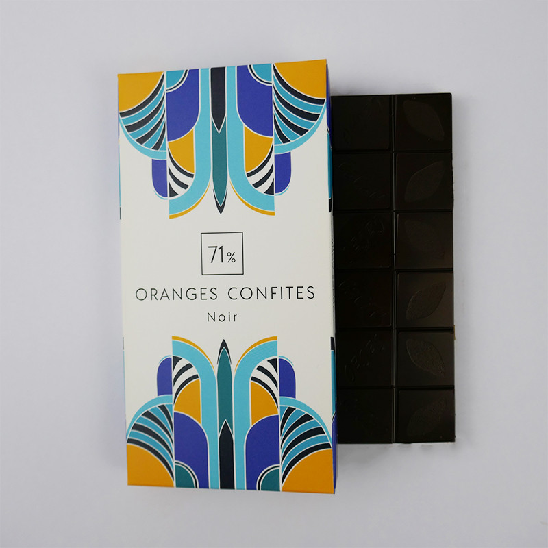 Tablette Orange confites Noir 71% - Chocolaterie Pâtisserie à Nantes