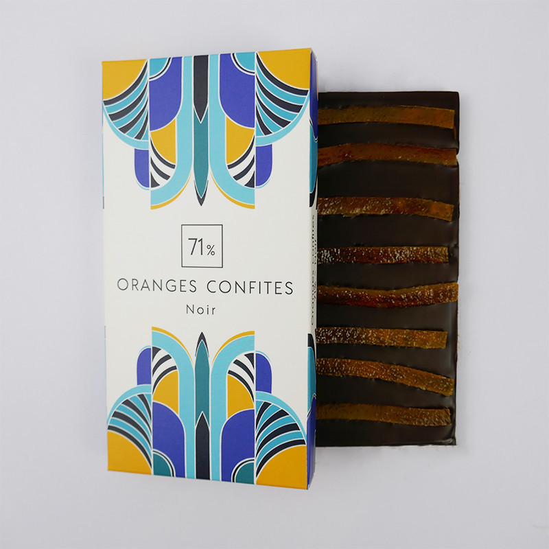 Tablette Orange confites Noir 71% - Chocolaterie Pâtisserie à Nantes